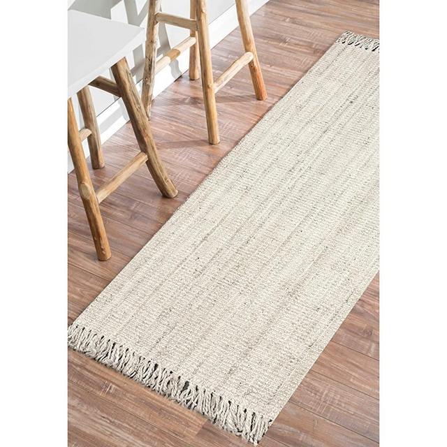 nuLOOM Hand Woven Chunky Natural Jute Farmhouse Runner Rug, 2' 6" x 6', Off-white