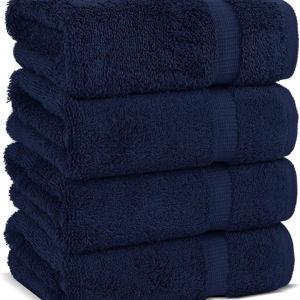 Chakir Turkish Linens 100% Cotton Premium Turkish Towels for Bathroom | 16'' x 30'' (4-Piece Hand Towel, Navy)