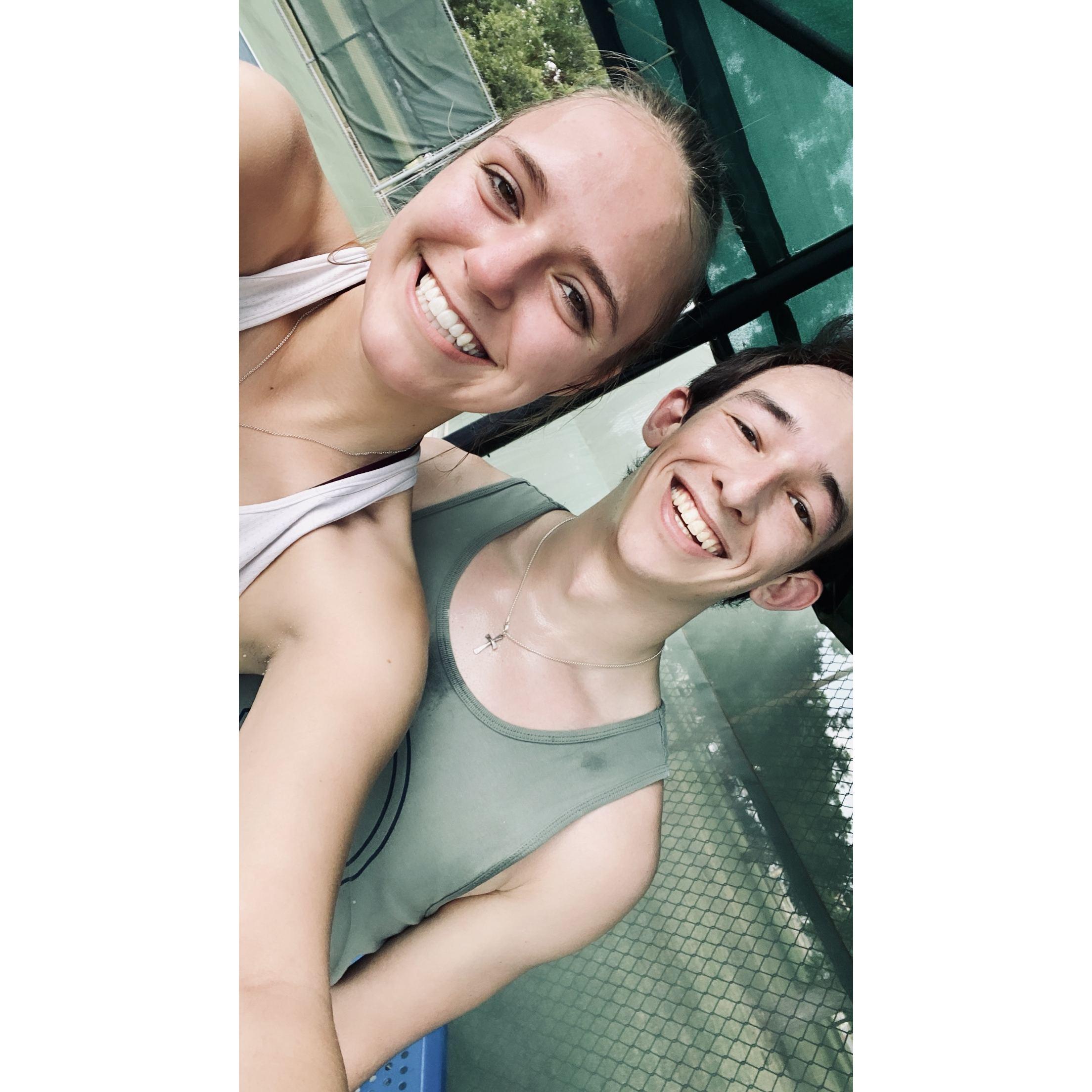Sweaty pics are always cute right? We played tennis in the hot heat!