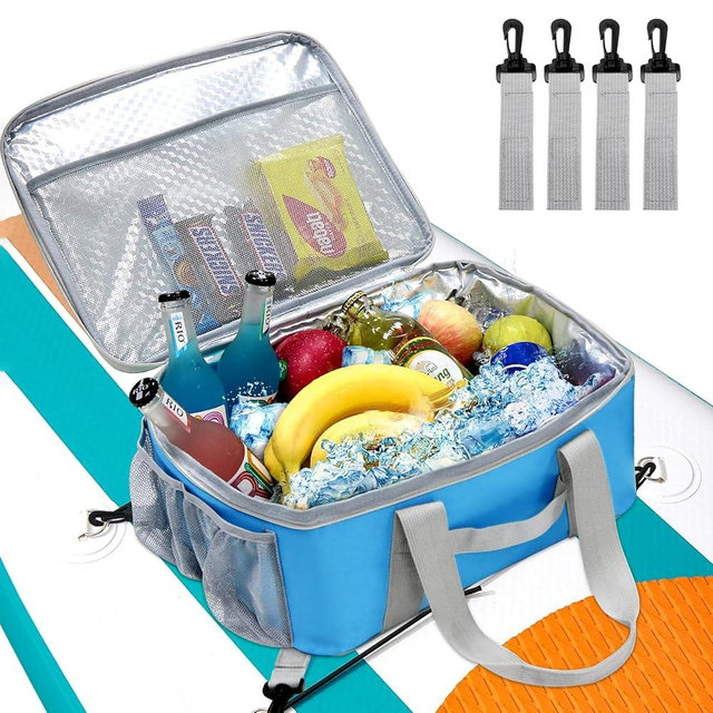 Paddle Board Cooler Bag, Waterproof Portable Deck Bag with Top Mesh Pocket,Kayak Cooler Bag with Side Pouches for Water Bottles,Inflatable Paddle Board Accessories Coolers for Sup, Kayak