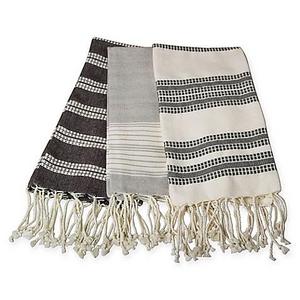 Village Fringed Kitchen Towels in Grey (Set of 3)