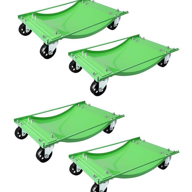 GarveeTech Car Dolly Set of 4, Heavy Duty 10,000 LBS Capacity Wheel Dolly, Antiskid Vehicle Dollies for Moving Car with 3.5 Inch Swivel Steel Wheels for Moving Cars, Trucks, Green