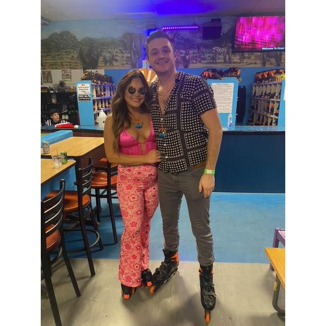 At Courtney's roller disco themed birthday party