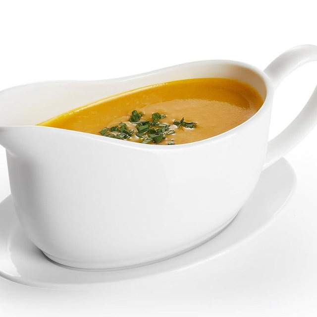 Teocera White Gravy Boat with Tray, 17 oz Gravy Bowl, Gravy Sauce Boat for Turkey, Milk, Marinara - Holiday Party, Happy New Year