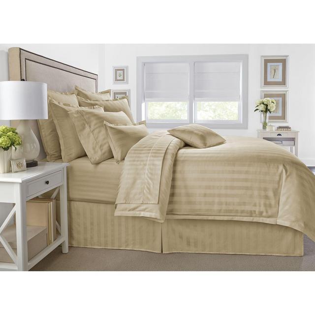 Wamsutta® 500-Thread-Count PimaCott® Damask Stripe King Comforter Set in Taupe