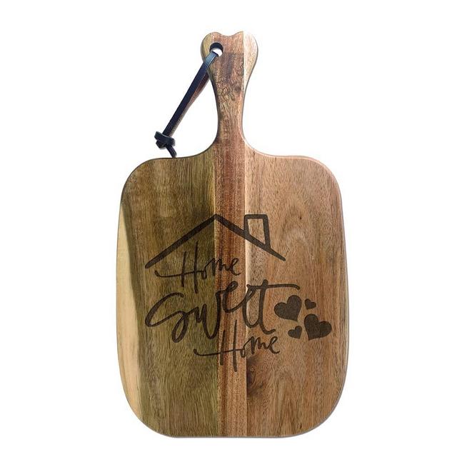 FIVE ELEPHANT Home Sweet Acacia Wood Cutting Board With Handle Hardwood Small Chopping for Kitchen €“Wooden Charcuterie Board, Vegetables, Fruits, Bread, Cheese, Crackers Platter €“ Reversible