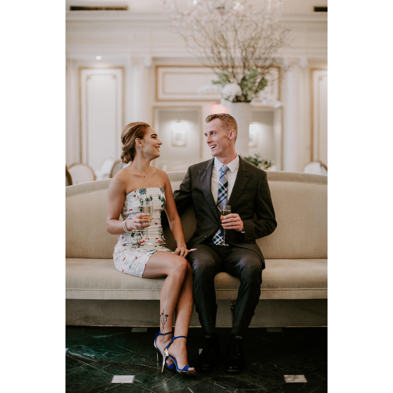 After he popped the question I had to sit down.