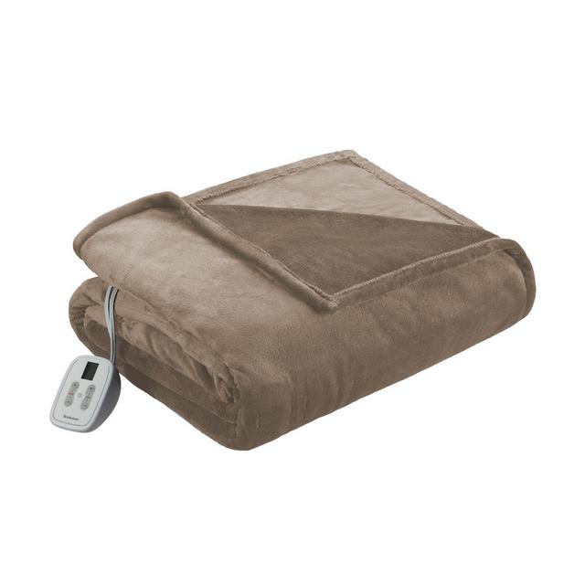 Brookstone® n-a-p® Full Heated Plush Blanket Full in Taupe