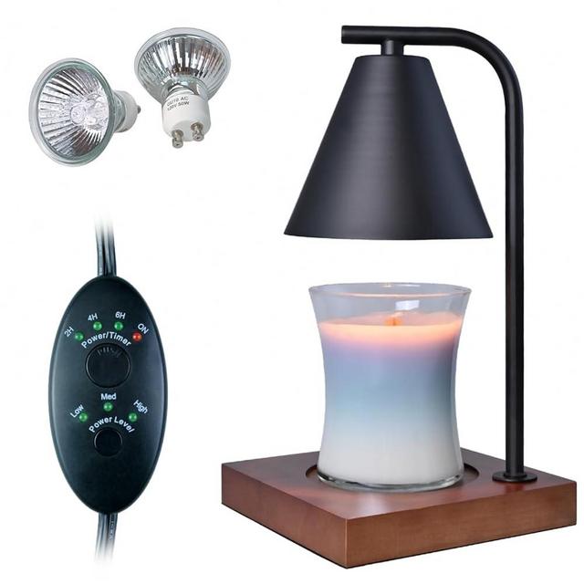 SOKCVSEA Candle Warmer Lamp - Candle Warmer with Timer for Compatible with All Jar Candles, Candle Warmer Lamps (Square Black Timer)