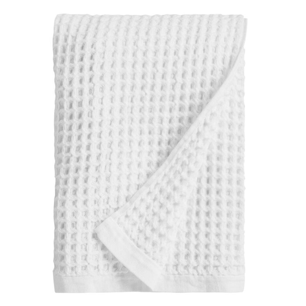 White Waffle Weave Cotton Bath Towel - World Market