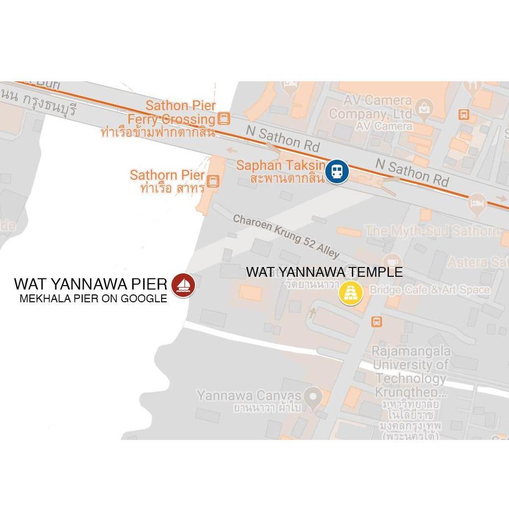 Boarding begins at Wat Yannawa Pier at 4:30PM (Mekhala pier on Google Maps)