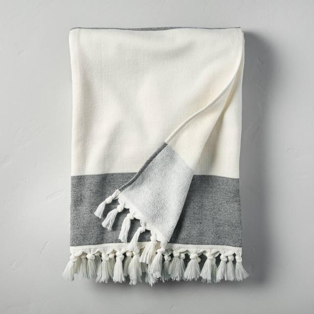 Bold Stripe Cotton Beach Towel Black/Sour Cream - Hearth & Hand™ with Magnolia