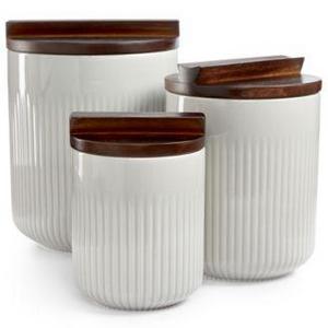 Hotel Collection Set of 3 Canisters with Wooden Lids, Created for Macy's