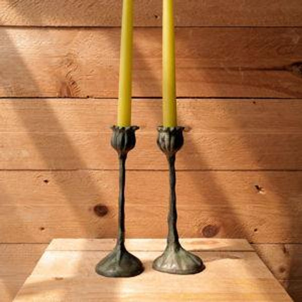 Bronze Botanical Candlestick - Large Poppy