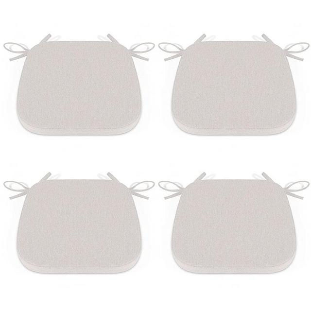 Shinnwa Kitchen Chair Cushions for Dining Room Chairs Cushion and Pad with Ties Indoor Non Slip Farmhouse Wooden Metal Seat Pads Set of 4 [14.5 x 15.5 inches] Off White