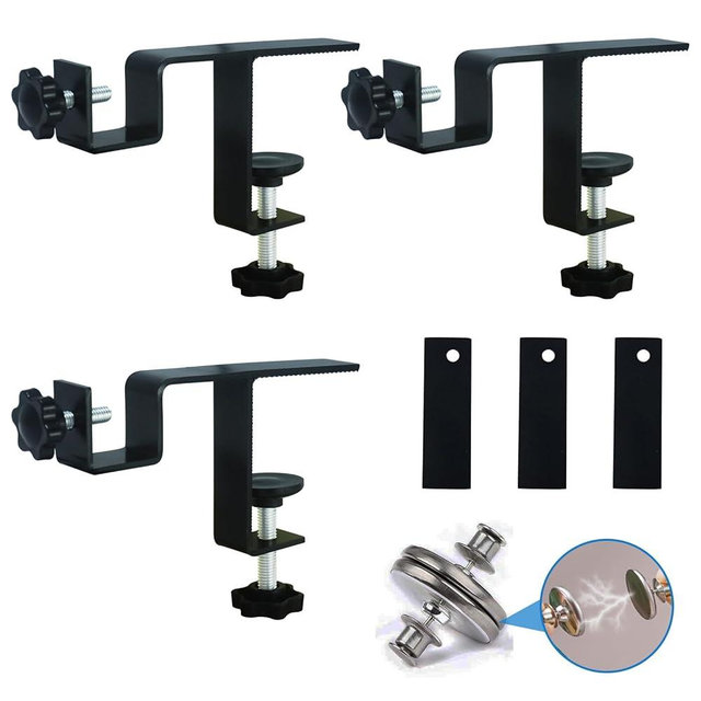 LAZTZQ Inside Integrated Blind Curtain Rod Bracket Set, 0.8-2.3 Inch Wide Track, Tool-Free & Drill-Free Installation, Includes Guide and Magnetic Curtain Buckle with Installation Guide (Black-3PCS)
