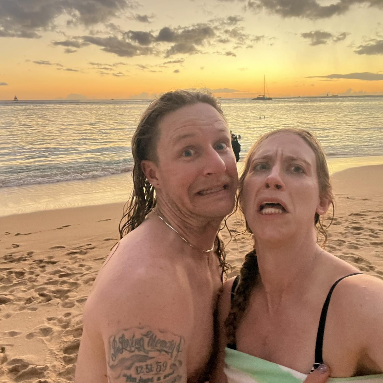 Hawaiian sunset. We definitely enhanced the view