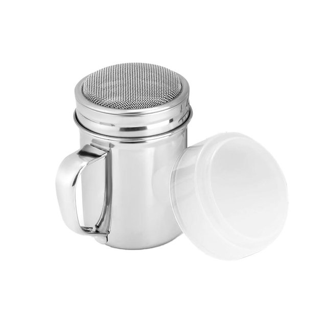 Accmor 1 Pack Powdered Sugar Shaker Duster with Handle, Cinnamon Shaker Flour Sifter, Fine Mesh Stainless Steel Dredge for Baking Soda Flour Cinnamon Cocoa, 7oz
