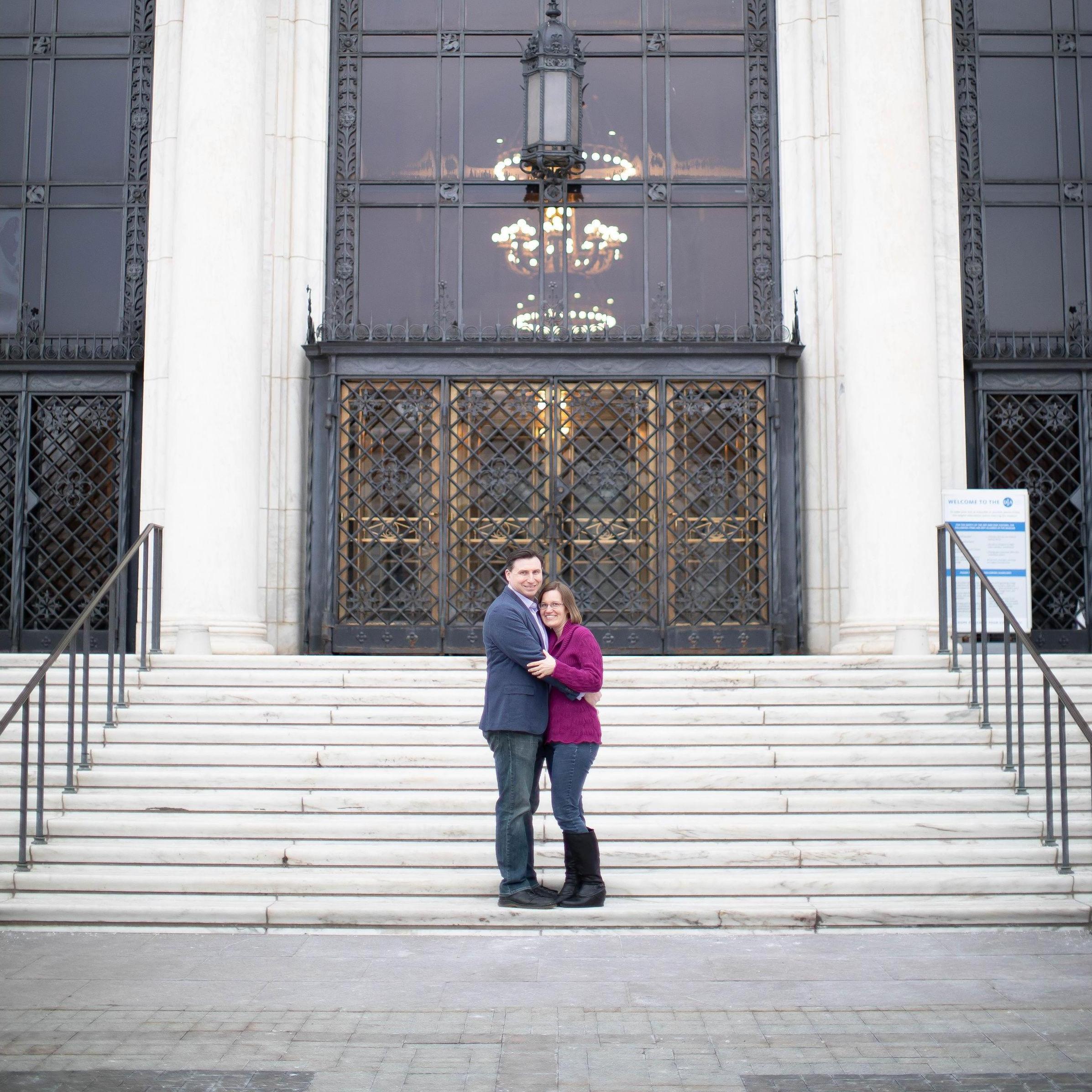Engagement photo session at the Detroit Institute of Arts