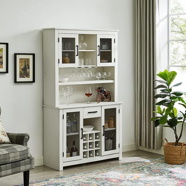 Home Source Jill Zarin White Tall Cabinet with Mesh Doors
