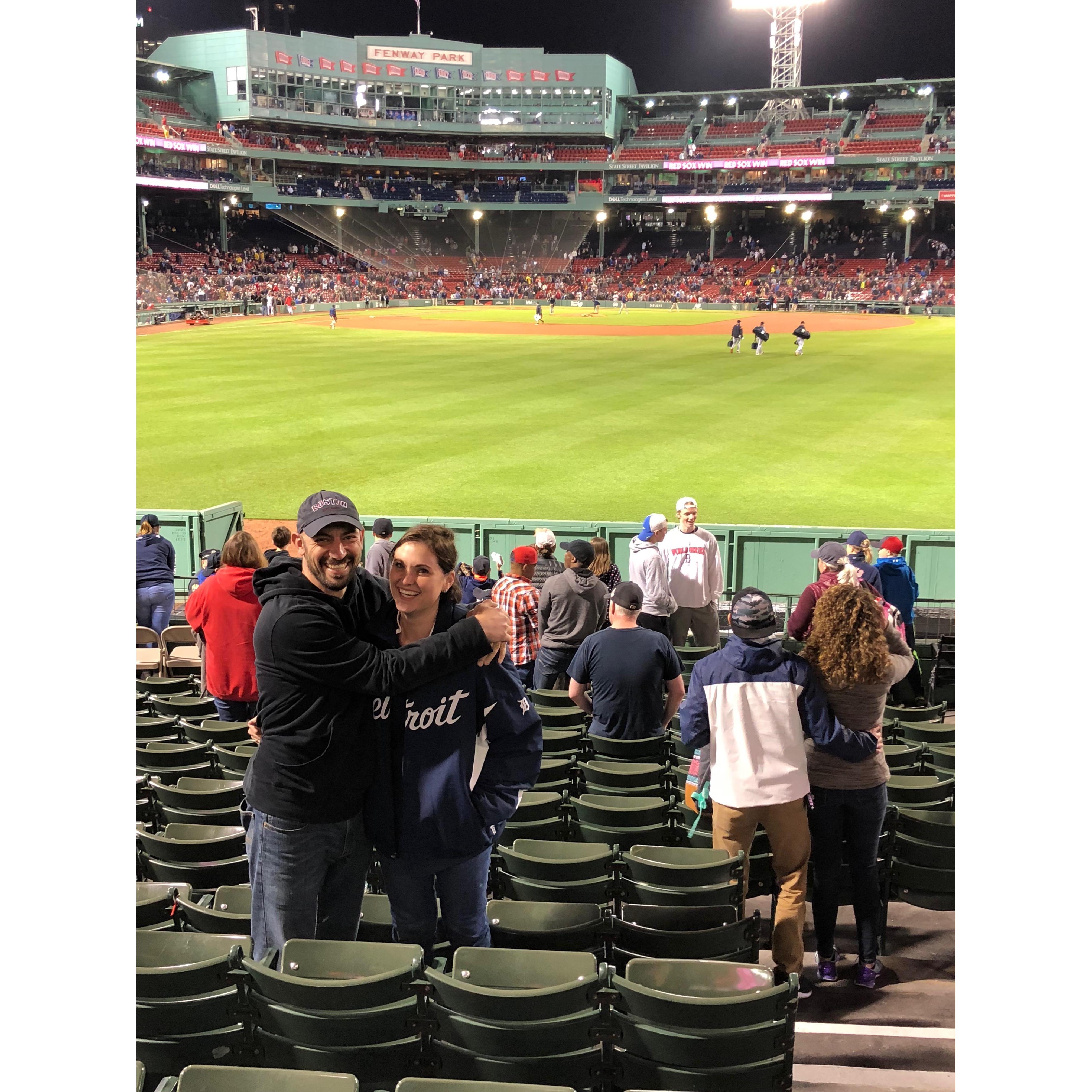 The only human who can make Cait smile in Fenway after a ridiculous Tiger's loss.