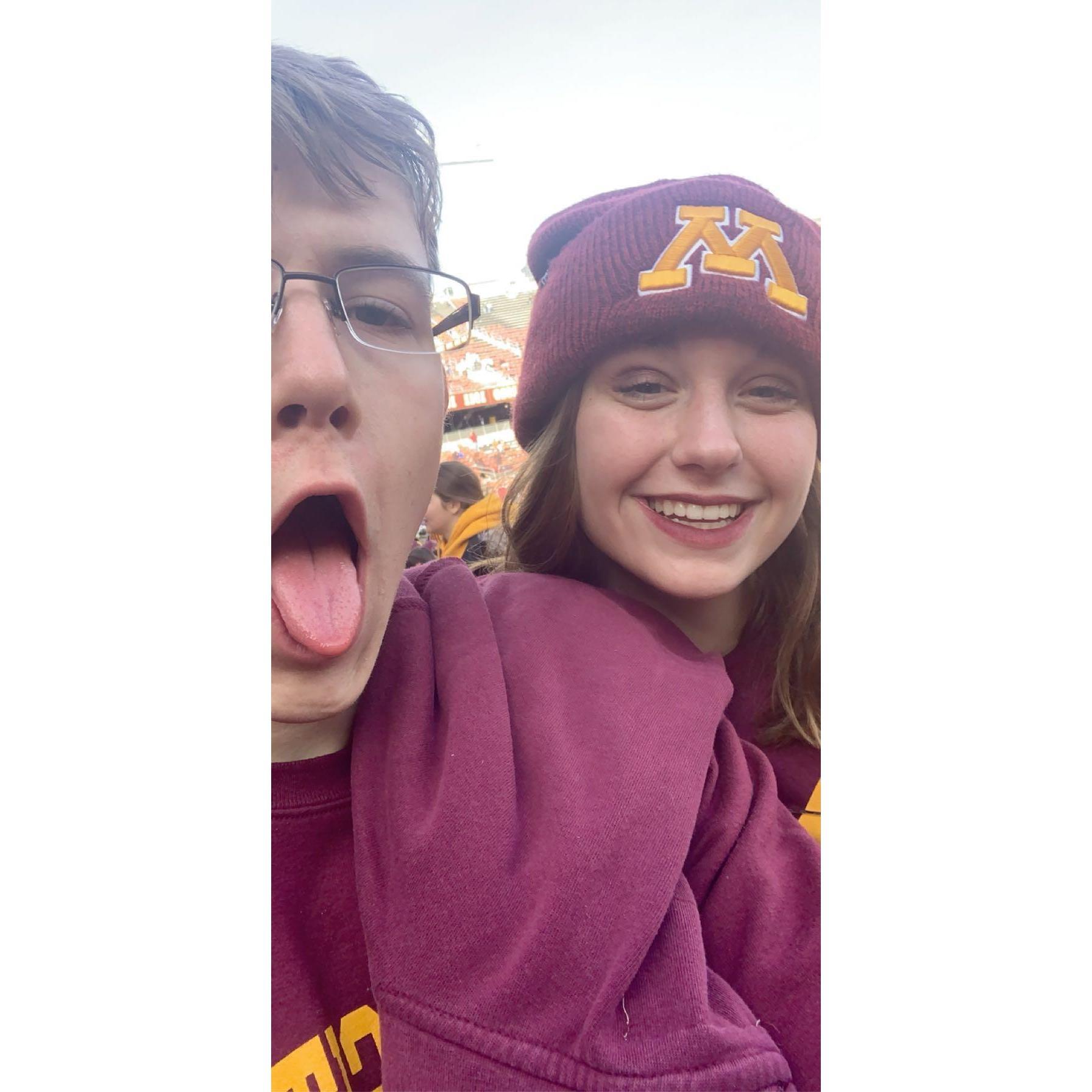 Tobey and Abby at the Gopher game