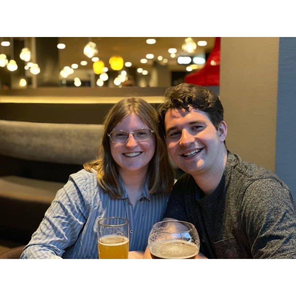 In Amsterdam with a couple of beers.