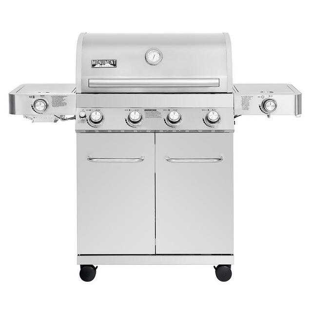 4-Burner Propane Gas Grill in Stainless with LED Controls, Side and Side Sear Burners