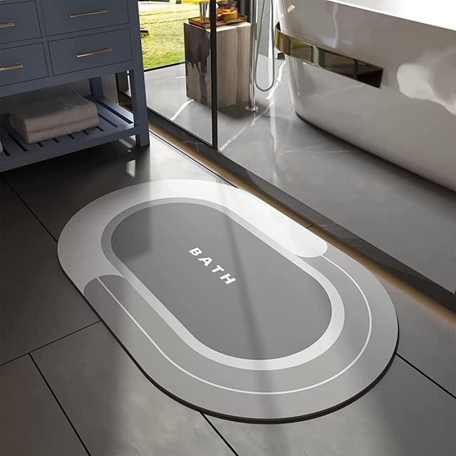 MontVoo-Bath Mat Rug-17"x27" Innovative Bathroom Rug Mat Super Absorbent Quick Dry Rubber Backed Dirt Resistant Bath Rugs Mats for Bathroom Non Slip Gray Bathroom Rug for Shower Sink Bathtub
