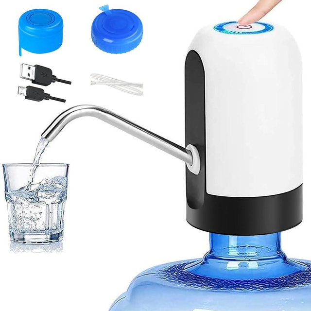 Water Pump for 5 Gallon Jug, CHIVENIDO Drinking Water Pump Water Jug Dispenser USB Charging Water Dispenser with Non Spill Caps for Universal 2-5 Gallon Bottle