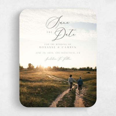 Grey Rounded Wedding Save the Date - Paloma Photo
