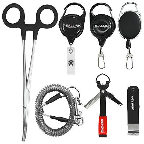 Reallink Fly Fishing Tools Kit and Accessories 7 in 1 Combo, Fishing Quick Nail Knot Tying Tool, Hook Remover Forceps and Pliers, Stainless Steel Salmon and Trout Fishing Gear Tool Assortment