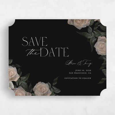 Black Ticket Wedding Save the Date - Poet Landscape