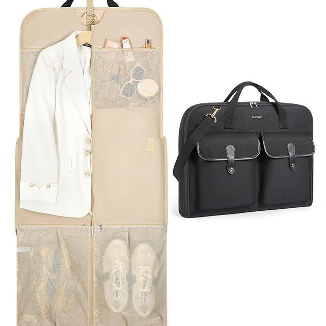 BAGSMART Garment Bags for Travel, Carry on Garment Bags for Hanging Clothes, Travel Suit Bag for Shirts Dresses Coats, Black
