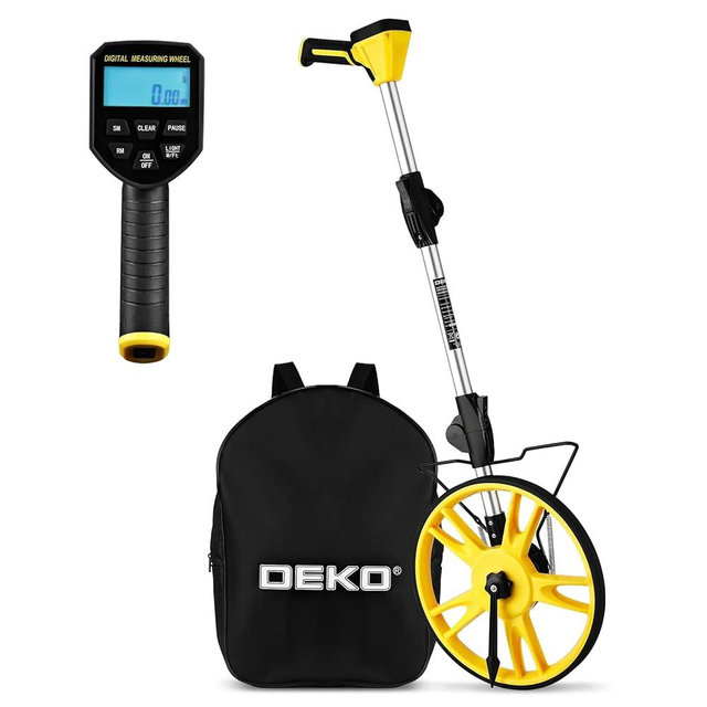 Measuring Wheel: DEKOPRO 4V Digital Measuring Wheel in Feet, 12.5 Inch 99,999Ft/ 99,999M Digital Display Folding Wheel Measurement Roller with Storage Bag