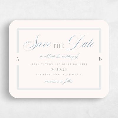 Blue Rounded Wedding Save the Date - Felicity Type