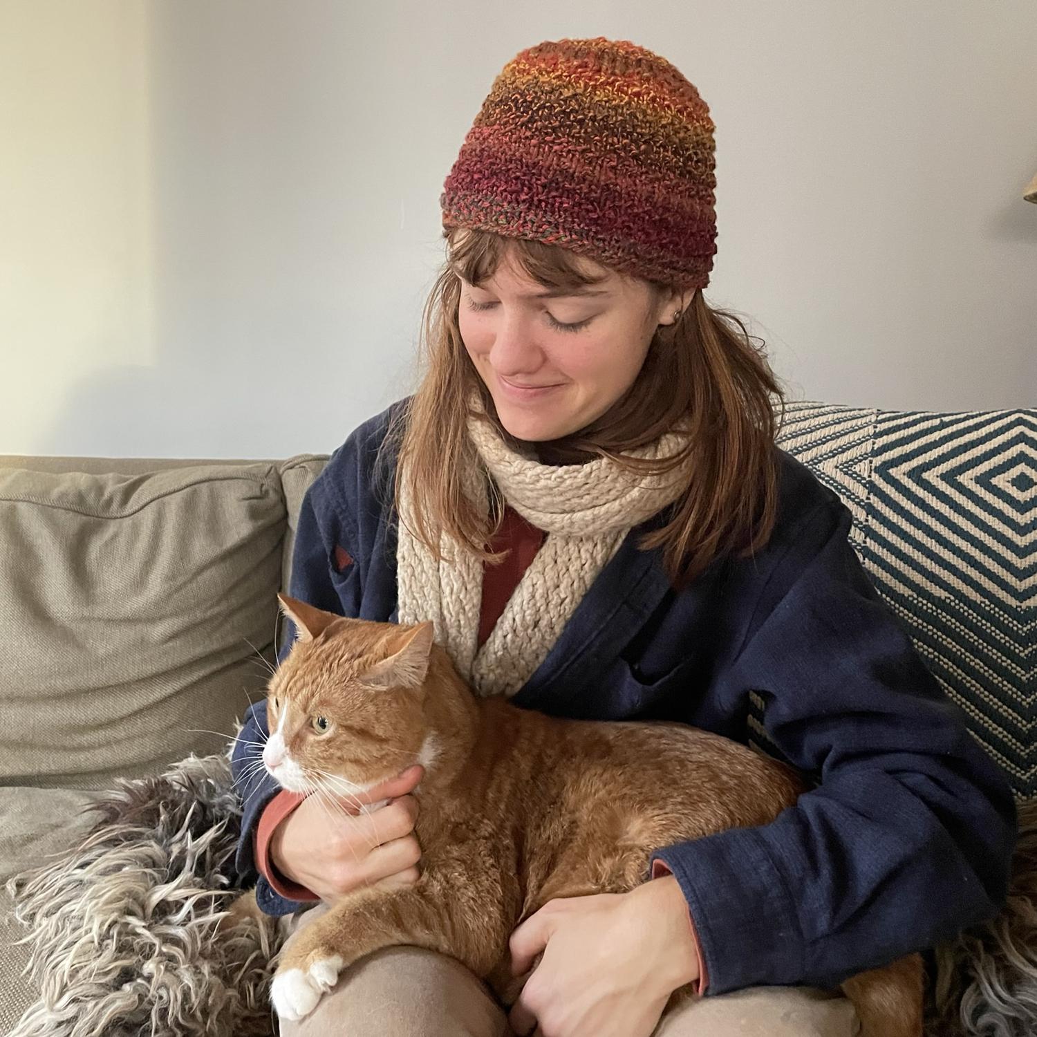 The first hat that Morgan ever knit.