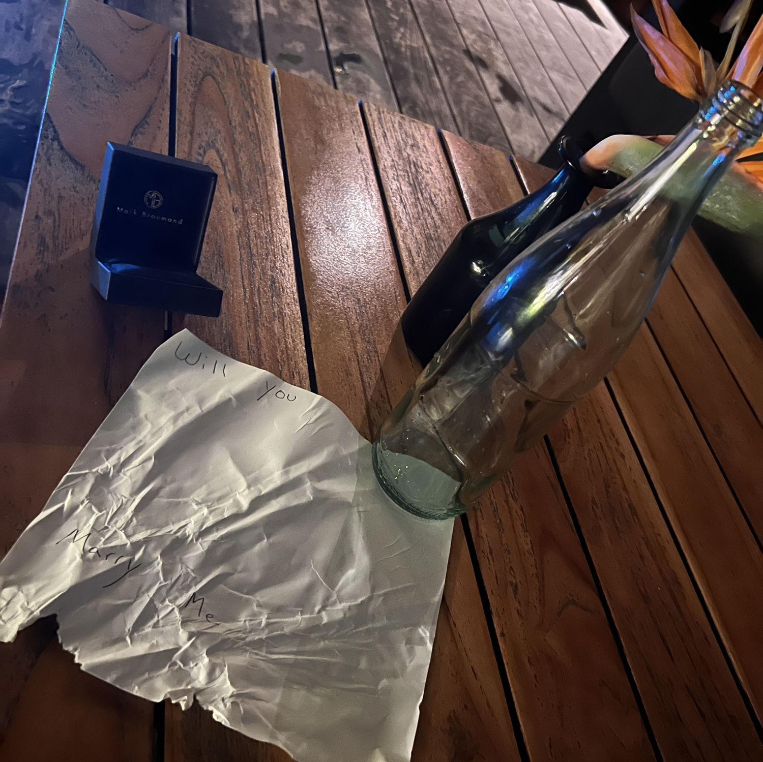 Message in a bottle proposal in Curacao