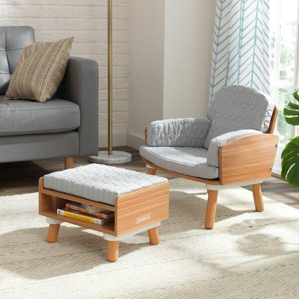 Mid-Century Kids Chair and Ottoman with Storage Compartment