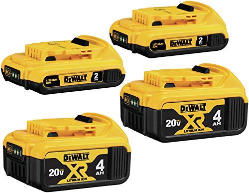 DEWALT 20V MAX Battery, Lithium Ion, 4-Ah & 2-Ah, 4-Pack (DCB3244)