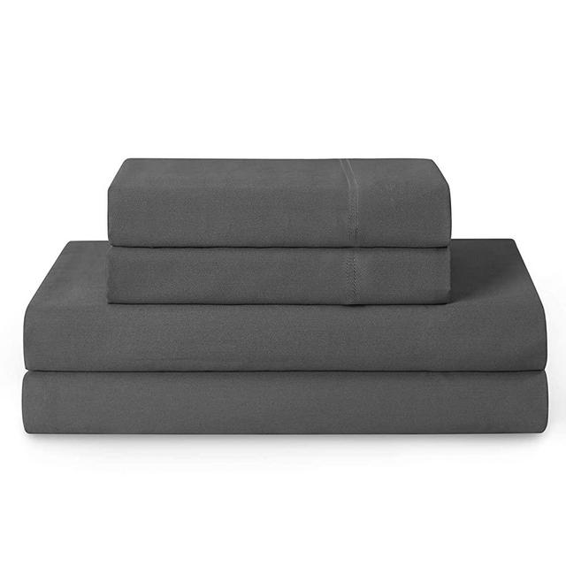 YNM Cotton Sheet Set - Cozy, Breathable, and Skin-Friendly 400 TC Long Stapled Cotton Sheets Collection, 4-Piece Set Includes Flat Sheet, Fitted Sheet, and 2 Pillowcases - Queen, Dark Grey