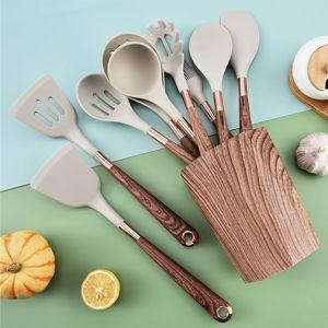 10-Piece Silicone And Stainless Steel Kitchen Utensil Set - Cooking Spatulas, Spoons, And Ladle In Scandinavian Design