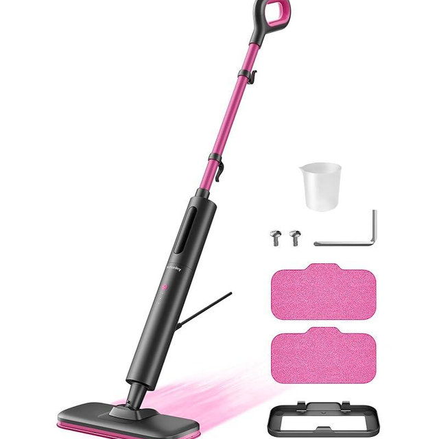 Schenley Steam Mop Cleaner Powerful - 15s Fast Heat-Up, Chemical-Free for Hardwood/Tile/Laminate & Floors/Walls, Washable Pads, 3 Modes for Carpet, Lightweight, Self-Standing, Sleek Design