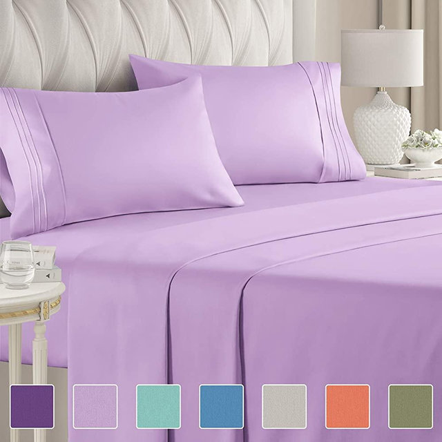Queen Size Sheet Set - 4 Piece Set - Hotel Luxury Bed Sheets - Extra Soft - Deep Pockets - Easy Fit - Breathable & Cooling - Wrinkle Free - Comfy – Lavender Bed Sheets - Queens Sheets – 4 PC