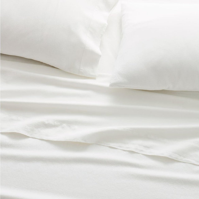 White Hemstitched Linen; Fitted Sheets