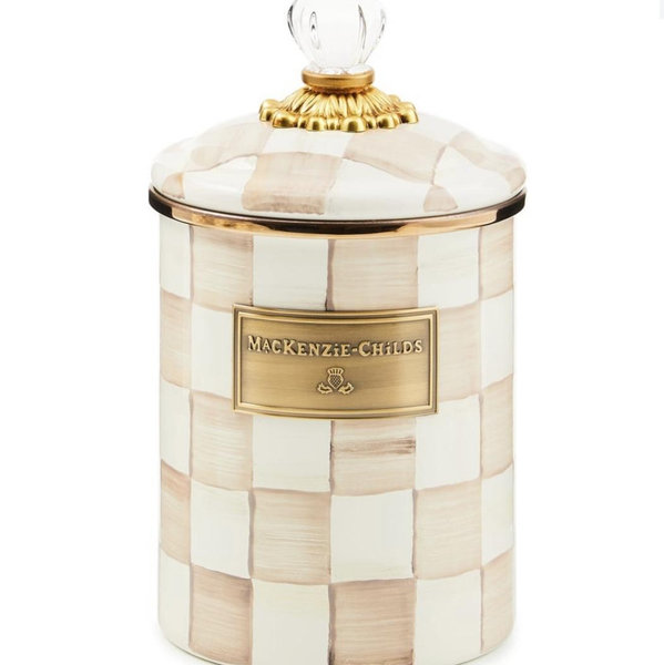 Mackenzie Childs Medium Mocha Check Canister
