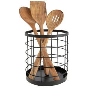 iDesign Kitchen Crock for Utensils - Steel Kitchen Crock Utensil Holder for Countertop - Matte Black