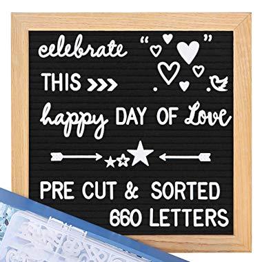 Felt Letter Board with Letters - Pre Cut & Sorted 660 Letters Cursive Word Pack, 10X10 Letter Board, Letterboard, Message Board, Letter Boards with Stand, Sorting Tray, Wall Mount.