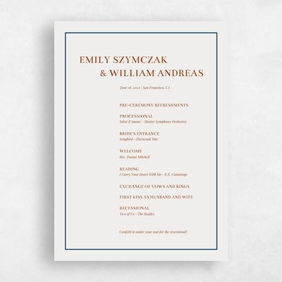 Rust, Orange Wedding Program - Bethany