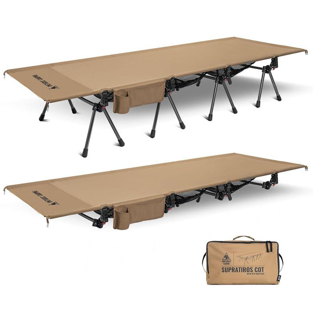 ONETIGRIS SUPRATIROS Extra Large Camping Cot, Height Adjustable Oversized Sleeping Cot with Extending Legs for Camping, Car Trips, Truck, Beach, Office Nap, Sturdy Supports Up to 400lbs